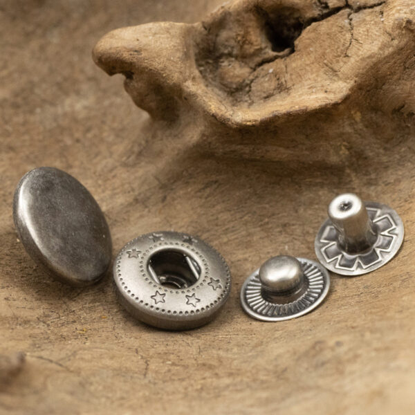 15mm Flat Antique Silver Metal Snap Jacket Buttons 20pcs
