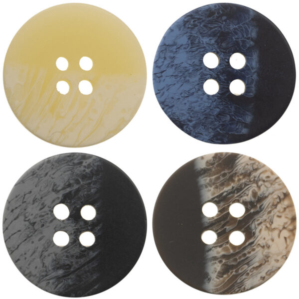 Flat Rippled Round 4 Hole Resin Buttons 30pcs - Lots of Buttons