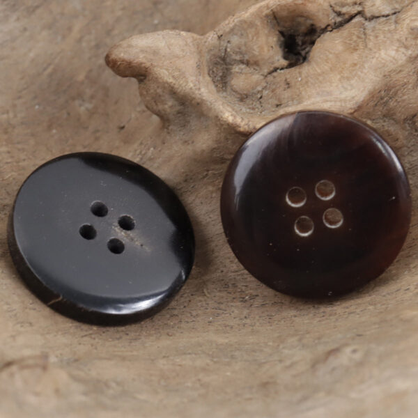 11.5mm - 30mm Flat Diagonally Cut Natural Real Horn Buttons 10pcs - Image 2