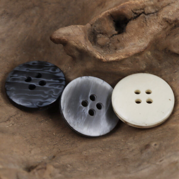 Vintage Off-White and Dark Gray Round Four-Hole Resin Buttons 60 Pack - Image 2