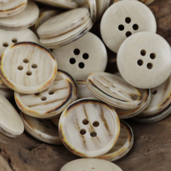 Vintage Off-White and Dark Gray Round Four-Hole Resin Buttons 60 Pack - Image 3
