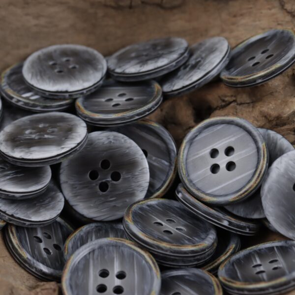 Vintage Off-White and Dark Gray Round Four-Hole Resin Buttons 60 Pack - Image 4