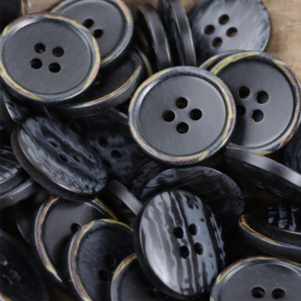 Vintage Off-White and Dark Gray Round Four-Hole Resin Buttons 60 Pack - Image 5