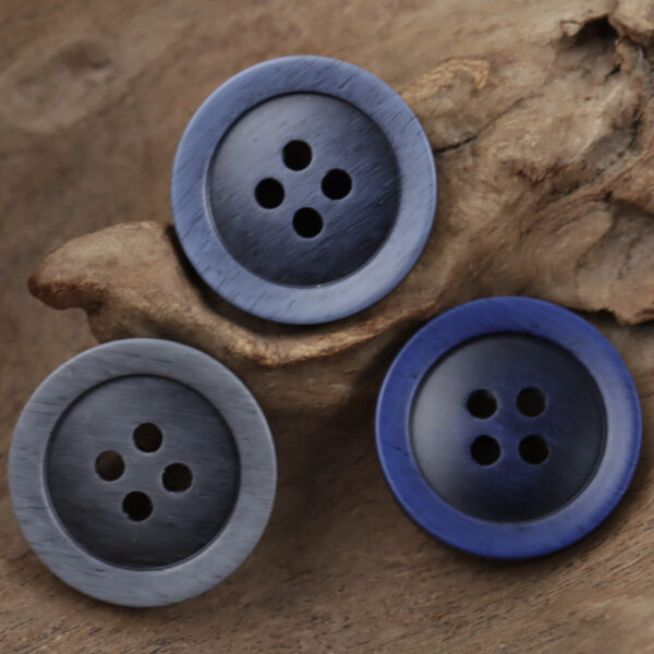 Gradient Gray-Blue Imitation Wood Grain Resin Buttons 20pcs