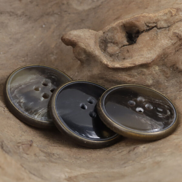 Edge-locked Resin Buttons Horn Pattern for Vintage Black Coat 20pcs - Lots of Buttons