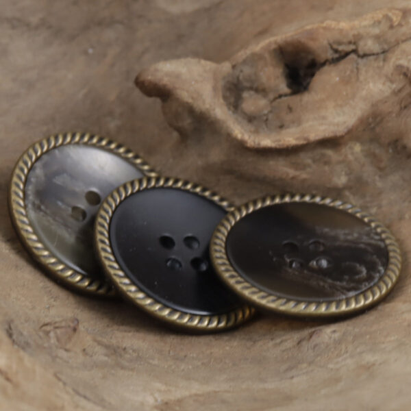 Edge-locked Resin Buttons Horn Pattern for Vintage Black Coat 20pcs - Lots of Buttons