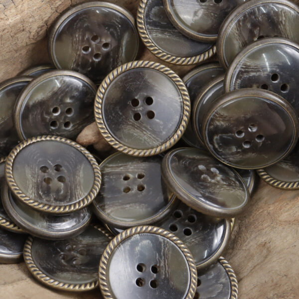 Edge-locked Resin Buttons Horn Pattern for Vintage Black Coat 20pcs - Lots of Buttons