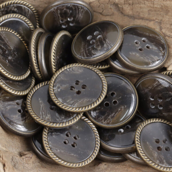 Edge-locked Resin Buttons Horn Pattern for Vintage Black Coat 20pcs - Lots of Buttons