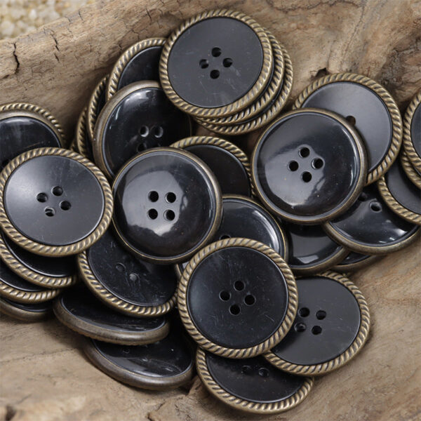 Edge-locked Resin Buttons Horn Pattern for Vintage Black Coat 20pcs - Lots of Buttons
