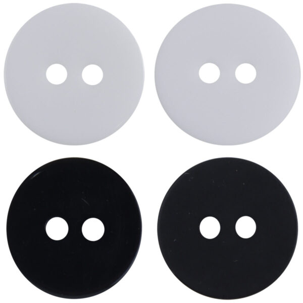 Simple Two-Hole Round Black and White Resin Buttons 40 Pack
