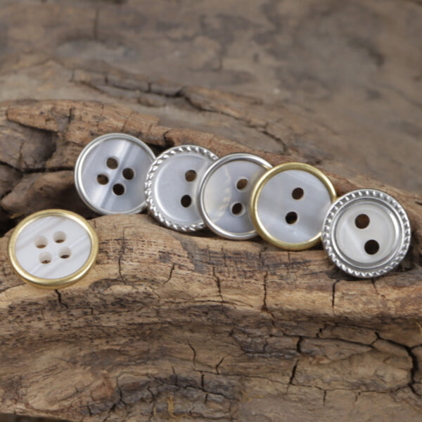 Lockstitch Imitation Shell Pattern Round Resin Buttons,50PCS