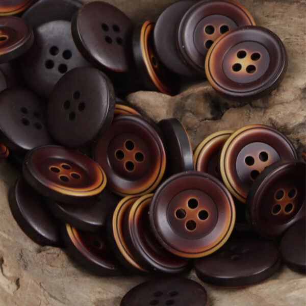 Round Four-Hole Red-Orange and Meadow Gray Resin Buttons 40 Pack - Image 3
