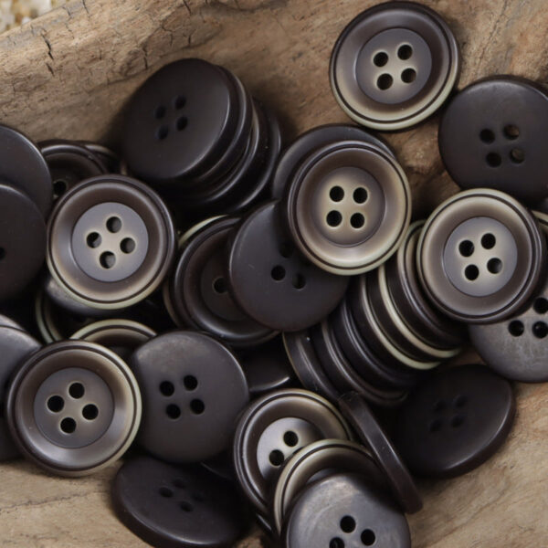 Round Four-Hole Red-Orange and Meadow Gray Resin Buttons 40 Pack - Image 2