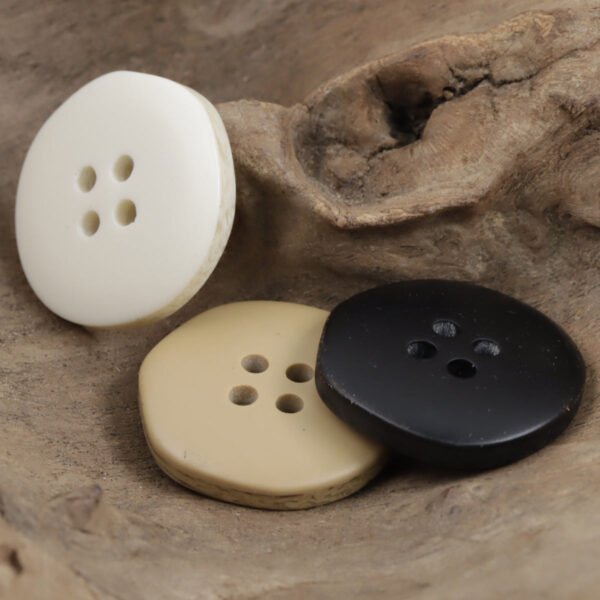 White, Black and Khaki Polygonal Wood Grain Resin Buttons 30 Pack - Image 2
