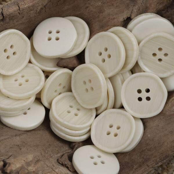 White, Black and Khaki Polygonal Wood Grain Resin Buttons 30 Pack - Image 3