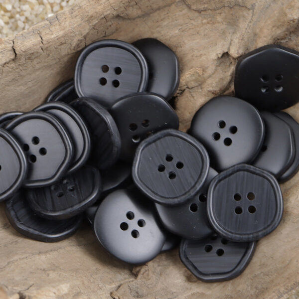 White, Black and Khaki Polygonal Wood Grain Resin Buttons 30 Pack - Image 5