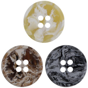 Round Four-Hole Black White and Gray Ink Wash Resin Buttons 30 Pack