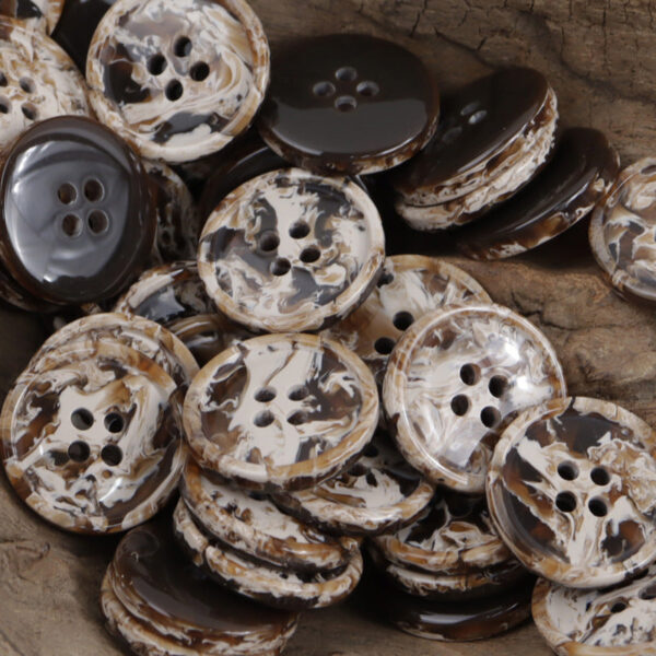 Round Four-Hole Black White and Gray Ink Wash Resin Buttons 30 Pack - Image 3