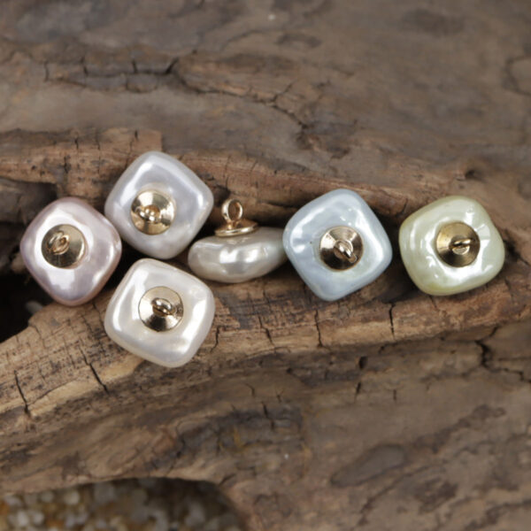 11.5MM Square Colorful Resin Buttons with Metal Shanks for Lady's Shirts 10pcs