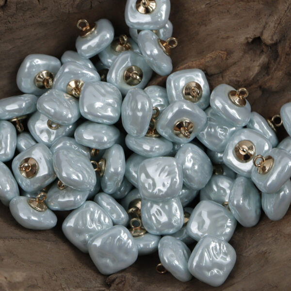 11.5MM Square Colorful Resin Buttons with Metal Shanks for Lady's Shirts 10pcs