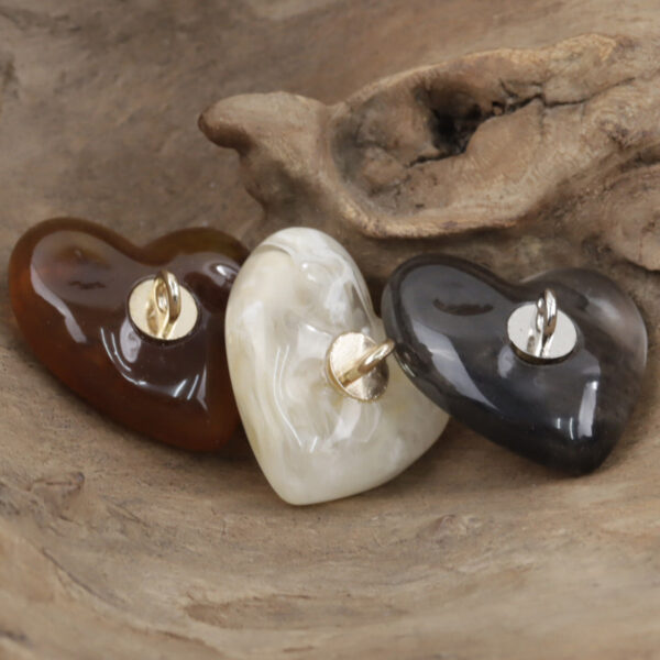 Heart Shape Amber Colored Resin Buttons with Metal Shank 10PCS - Lots of Buttons