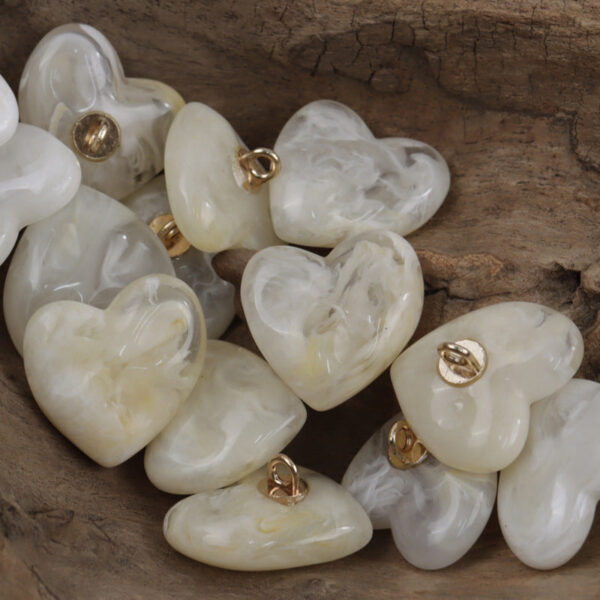 Heart Shape Amber Colored Resin Buttons with Metal Shank 10PCS - Lots of Buttons