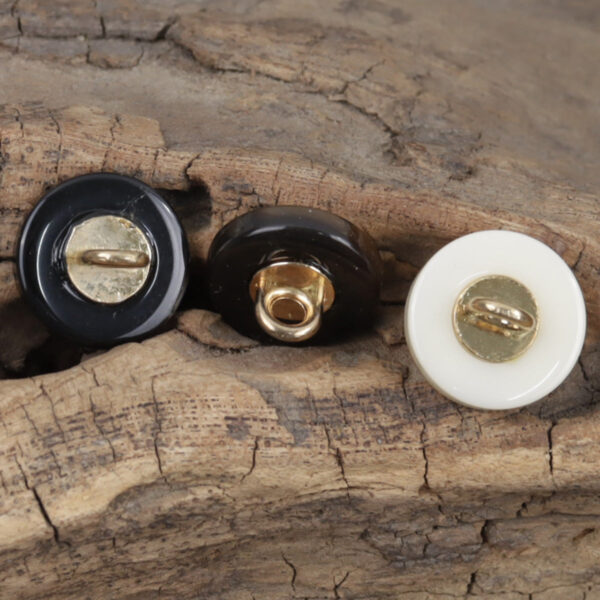 12.5mm Round Milk Coffee-Colored Resin Buttons with Metal Handle 30pcs - Image 2
