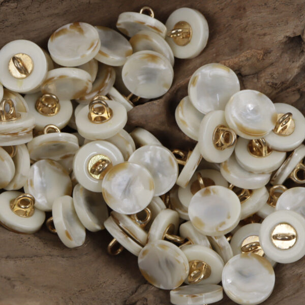 12.5mm Round Milk Coffee-Colored Resin Buttons with Metal Handle 30pcs - Image 3