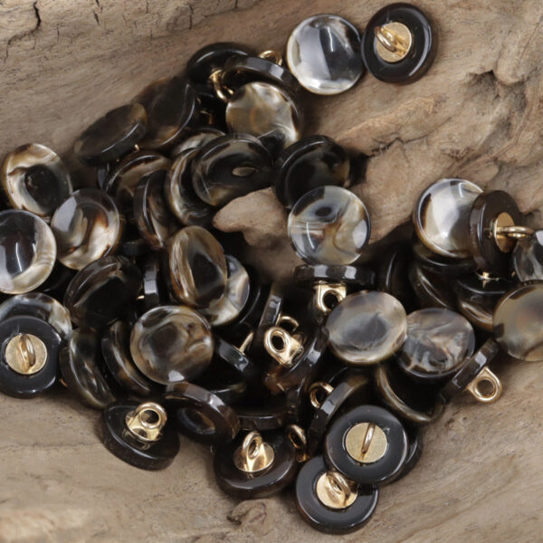 12.5mm Round Milk Coffee-Colored Resin Buttons with Metal Handle 30pcs - Image 4