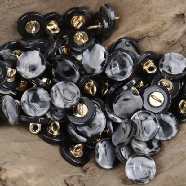 12.5mm Round Milk Coffee-Colored Resin Buttons with Metal Handle 30pcs - Image 5
