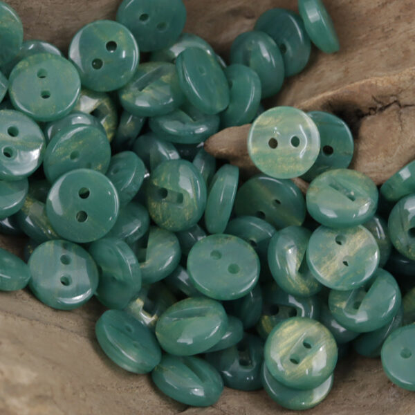 11.5mm Emerald Gold-Plated 2-Hole Resin Buttons 50 Pack - Lots of Buttons