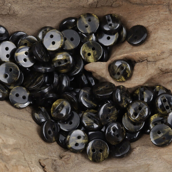 11.5mm Emerald Gold-Plated 2-Hole Resin Buttons 50 Pack - Lots of Buttons