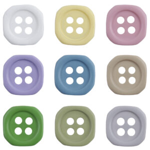 11.5mm Square Multicolored 4-Hole Resin Decorative Buttons 90 Pack - Lots of Buttons