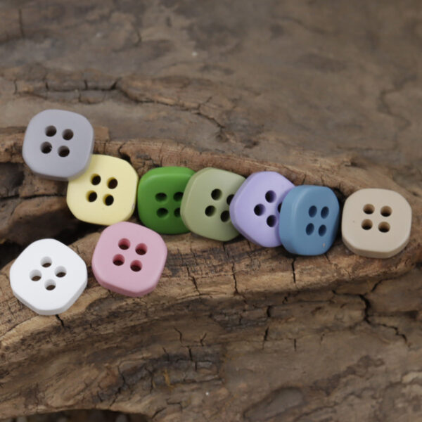 11.5mm Square Multicolored 4-Hole Resin Decorative Buttons 90 Pack - Lots of Buttons