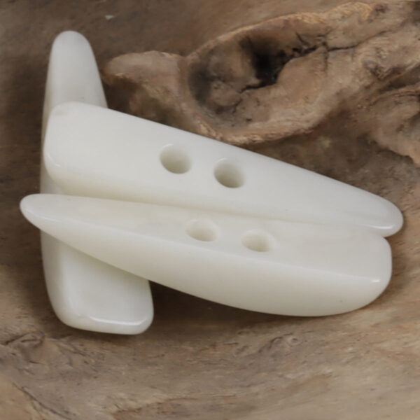 Irregular Long-Shaped White Horn Pattern Resin Toggle Buttons 10pcs - Lots of Buttons