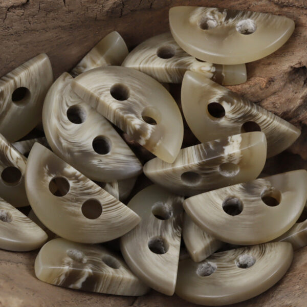 Semi-Circular 2 Hole Resin Buttons Imitation Horn Pattern,20pcs - Lots of Buttons