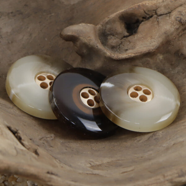 Vintage Brown Resin-Metal Combined Buttons for Cashmere Coats 10pcs - Image 2