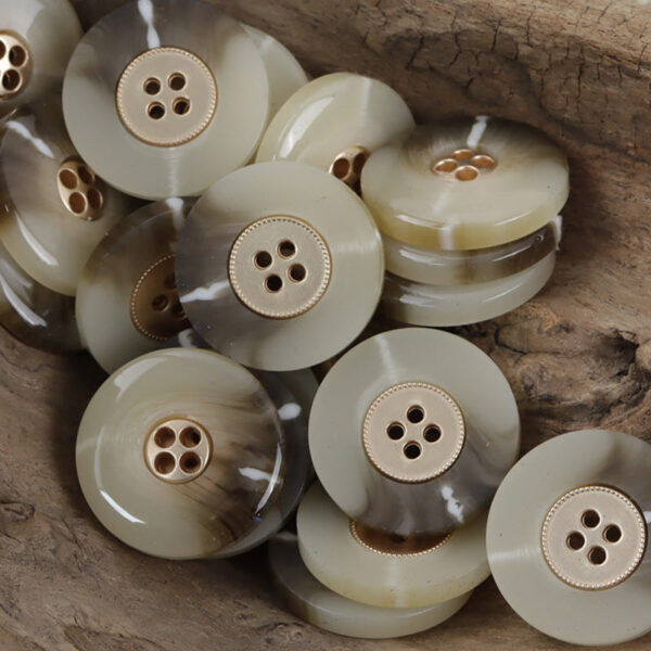 Vintage Brown Resin-Metal Combined Buttons for Cashmere Coats 10pcs - Image 3