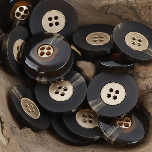 Vintage Brown Resin-Metal Combined Buttons for Cashmere Coats 10pcs - Image 4