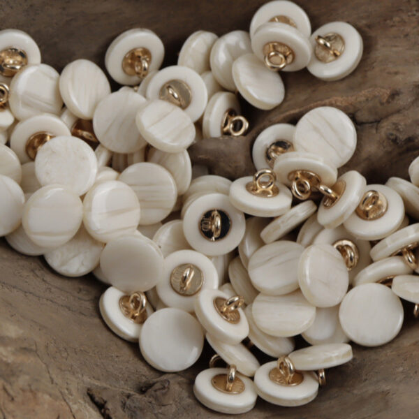 11.5mm Yellow Wood Grain Resin Buttons with Metal Shank 40pcs - Image 2