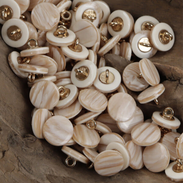 11.5mm Yellow Wood Grain Resin Buttons with Metal Shank 40pcs - Image 3
