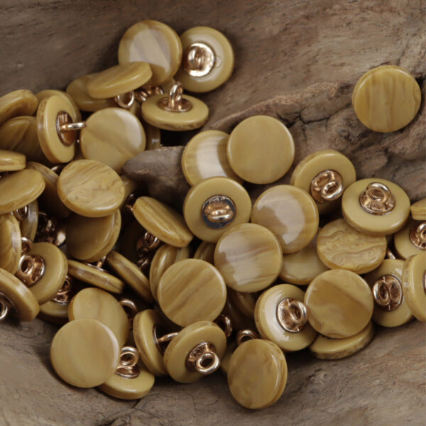 11.5mm Yellow Wood Grain Resin Buttons with Metal Shank 40pcs - Image 4