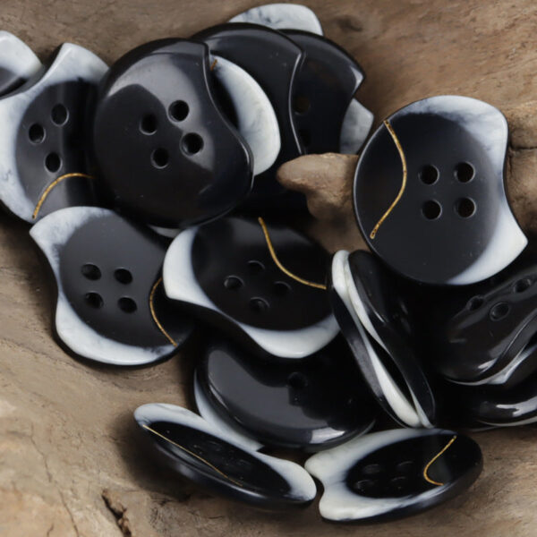Unique Notched Black White Wavy Resin Buttons for Cardigans 30 Pack - Image 2