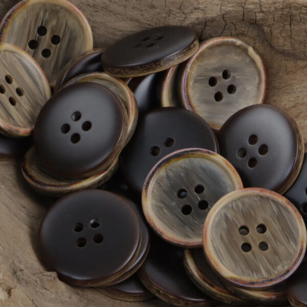 Round Gradient Wood Grain Edge Burnt Resin Buttons 20pcs - Lots of Buttons