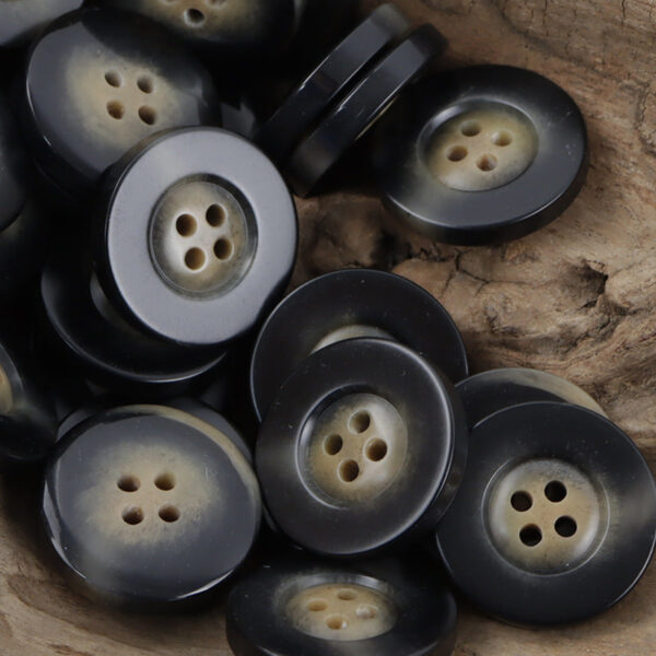 Classic Wide-Edged Resin Buttons Imitating Horn Pattern,50pcs