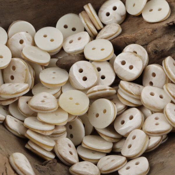 11.5mm Beige-Pink Oblique Cut 2-Hole Resin Shirt Buttons 80 Pack - Image 2