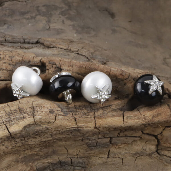 11.5mm Starfish Rhinestone-Inlaid Metal Resin Buttons 10pcs - Image 3
