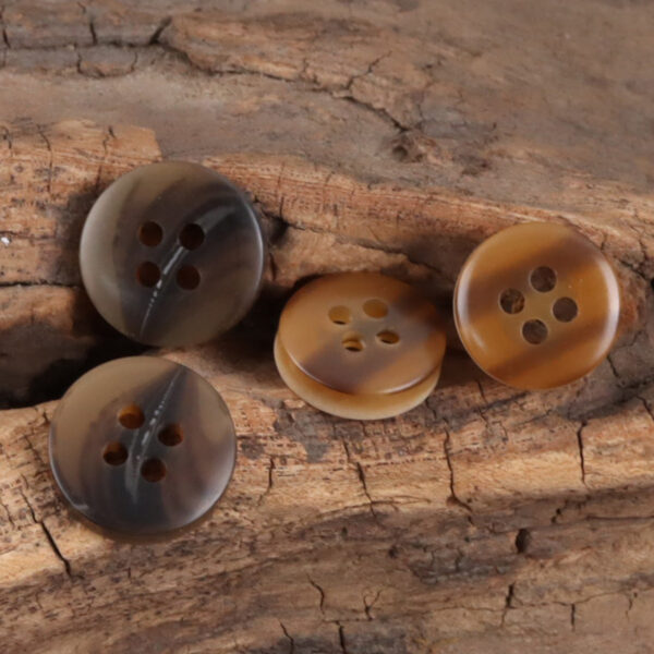 11.5mm Round Two-Tone Amber Resin Buttons for Shirts 50pcs - Image 2