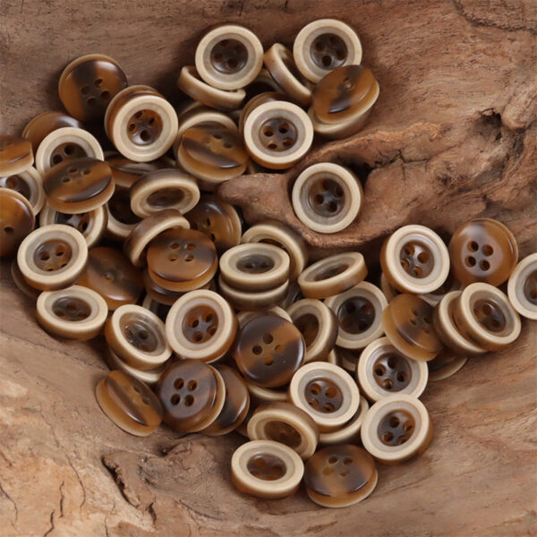 11.5mm Round Two-Tone Amber Resin Buttons for Shirts 50pcs - Image 4