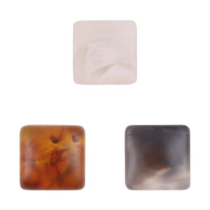 Square Amber Resin Buttons with Metal Shanks for DIY Knitted Hats Dolls 30pcs